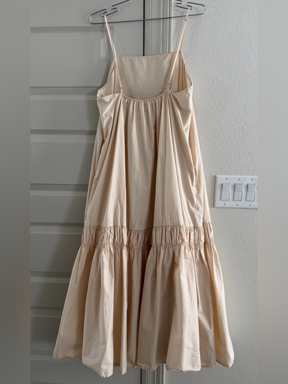 Banana Republic Poplin Maxi Dress Cream Spaghetti Strap Maxi A Line Dress PM EUC